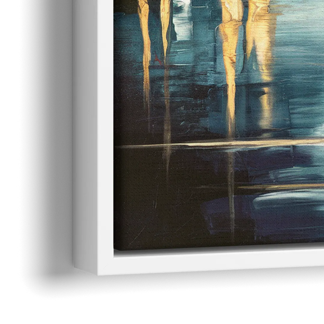 Philadelphia Skyline at Night - Close-Up White Frame Canvas