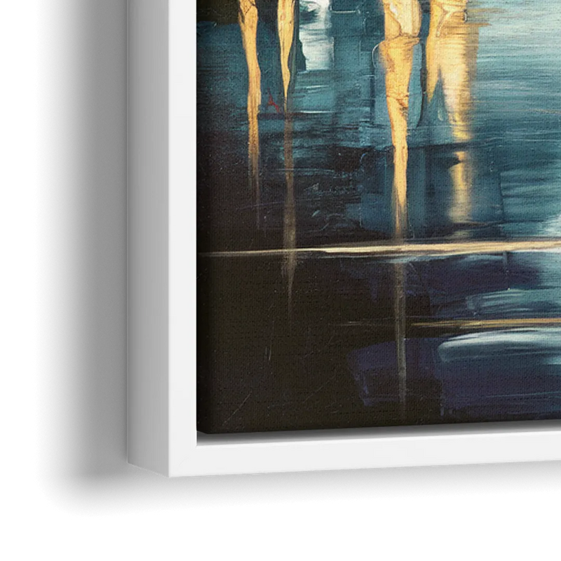 Philadelphia Skyline at Night - Close-Up White Frame Canvas