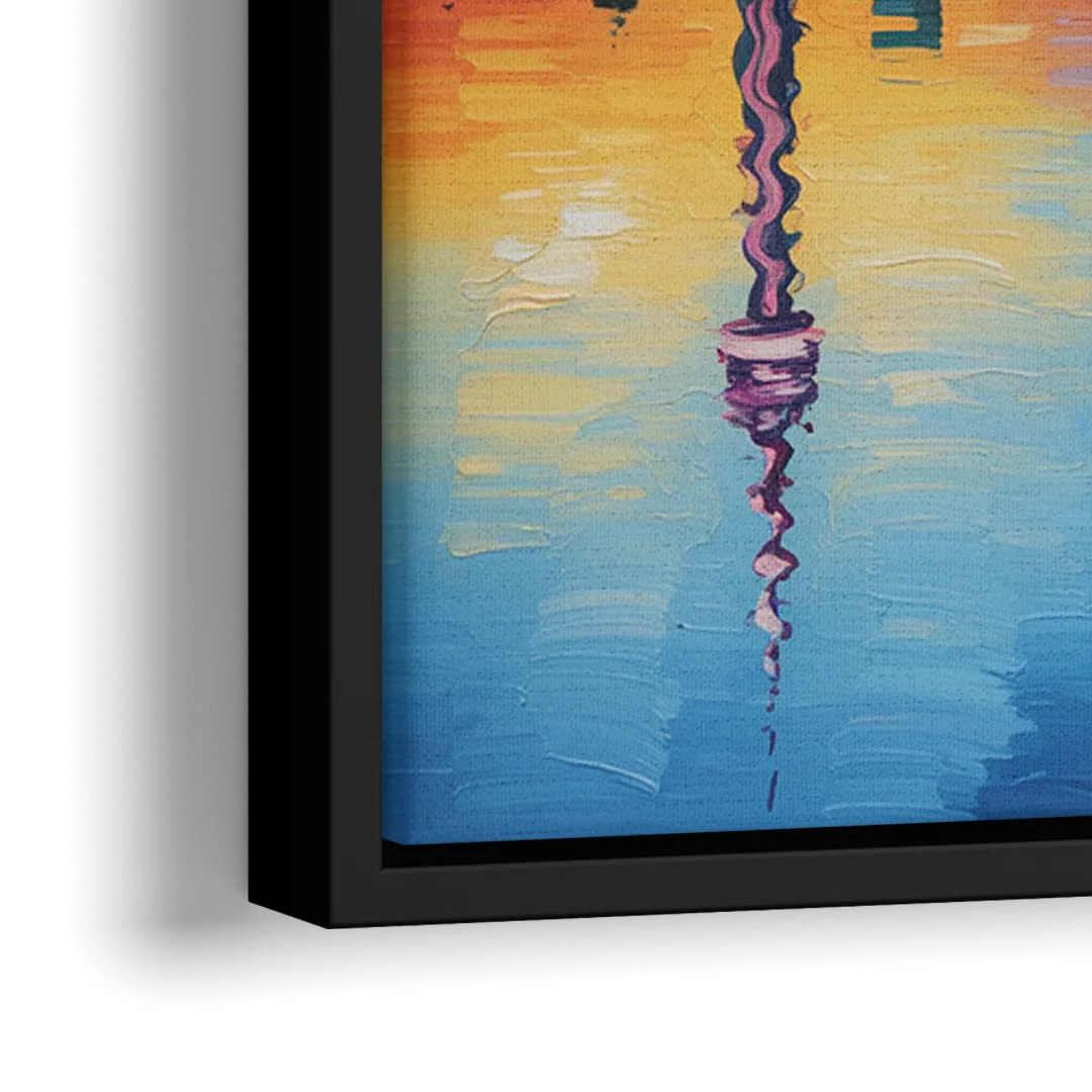 Toronto Downtown Nightscape - Close-Up Black Frame Canvas