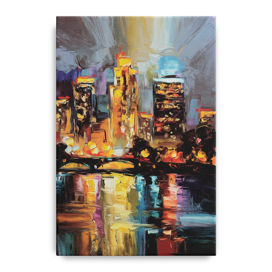 Wichita Cityscape Glow - Canvas Wall Art