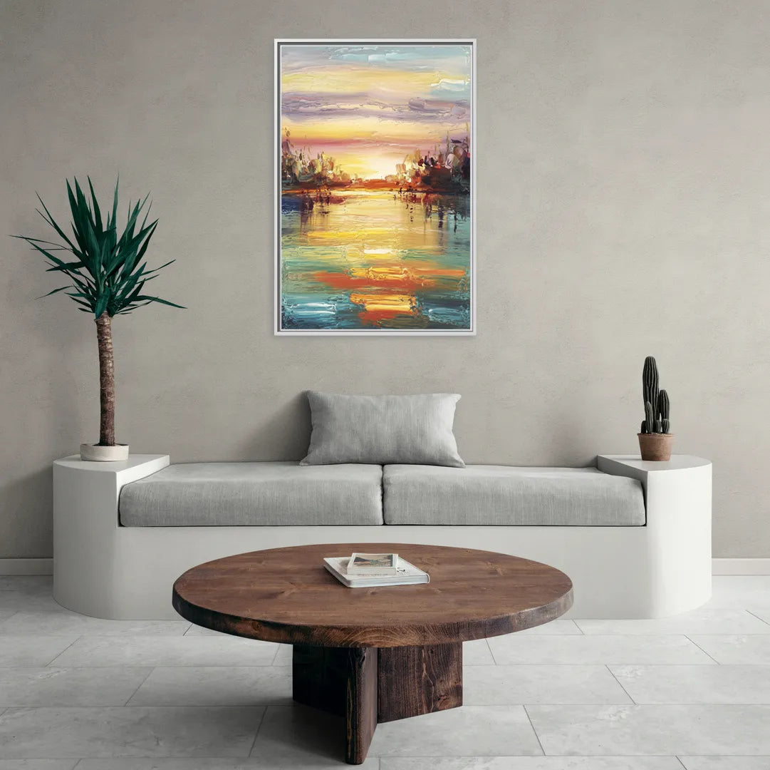 Buffalo Lake Erie Horizon - Living Room White Frame Canvas