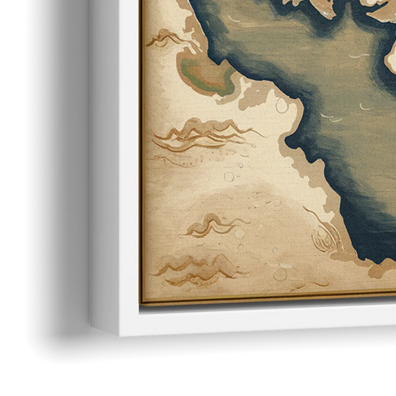 Charleston Map Design - Close-Up White Frame Canvas