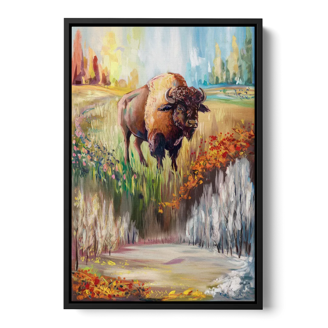 Buffalo All Seasons Beauty - Black Frame Canvas