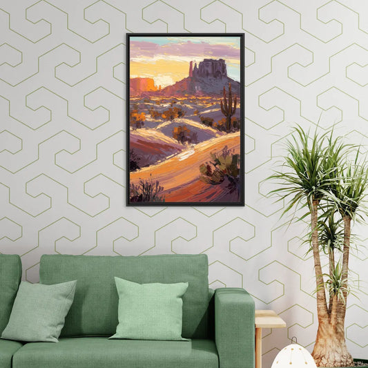 Mesa Desert Sunset - Living Room Black Frame Canvas