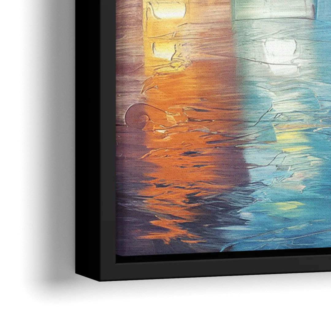 Houston Skyline Glow - Close-Up Black Frame Canvas