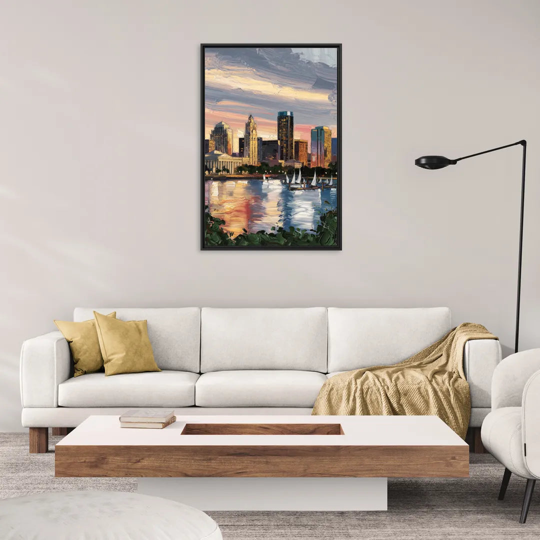 Milwaukee Historic Landmarks - Living Room Black Frame Canvas