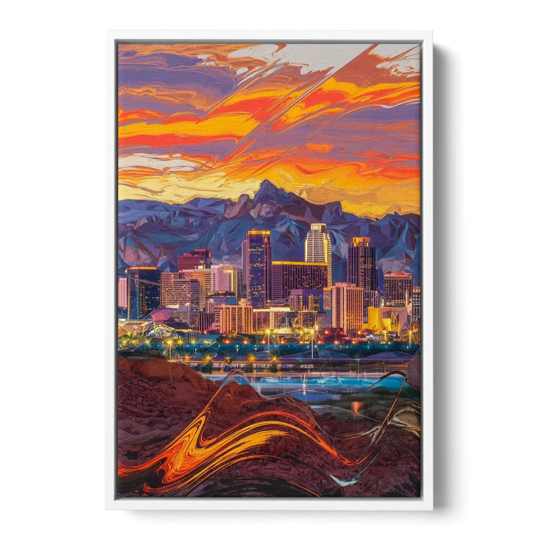 Phoenix Vibrant City Life - White Frame Canvas