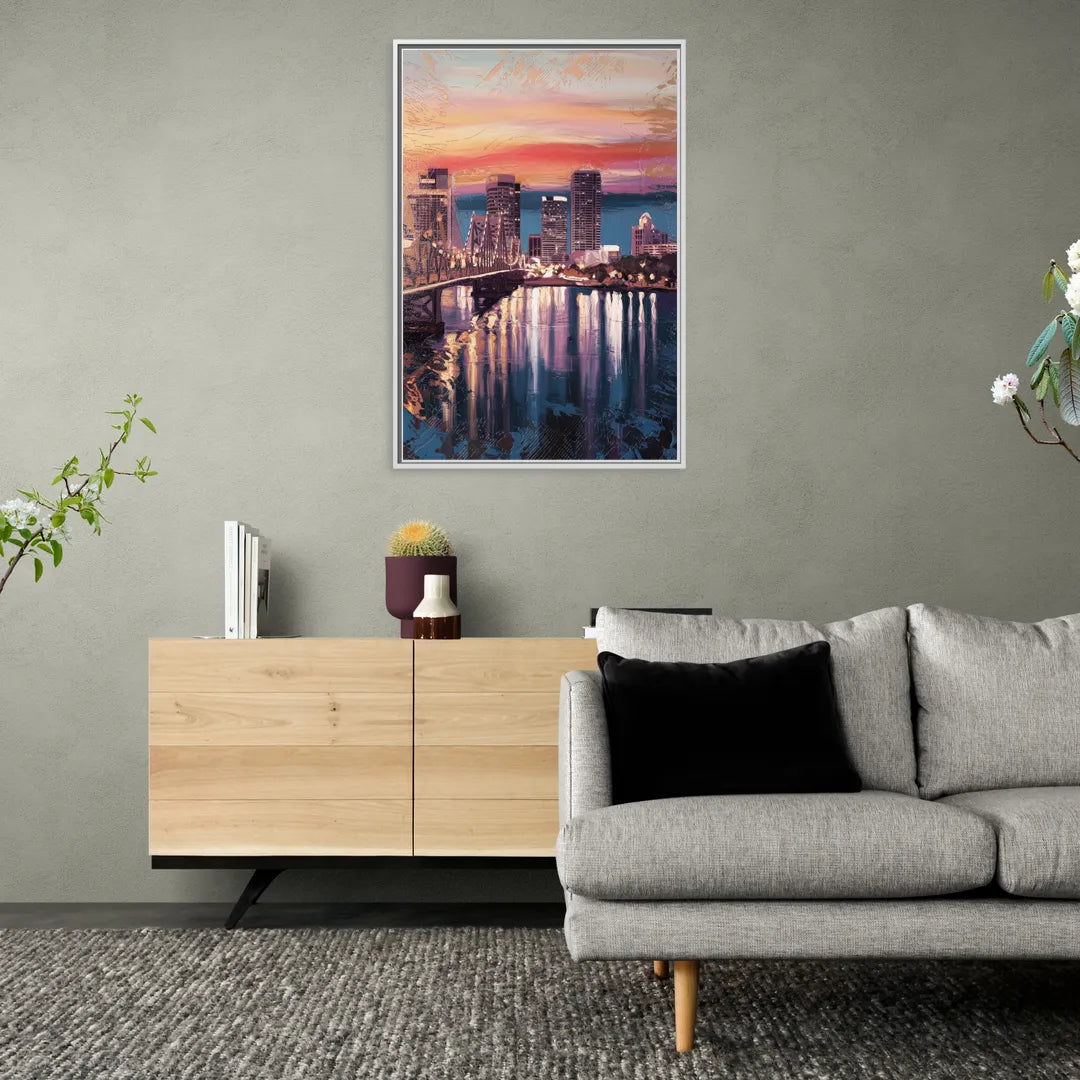 Jacksonville Urban Charm - Living Room White Frame Canvas