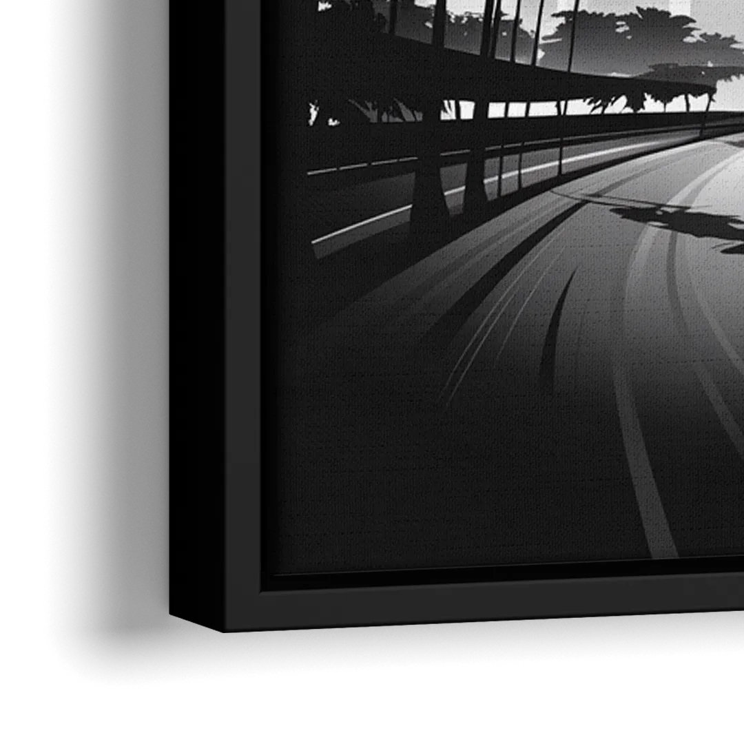 Los Angeles Black and White Cityscape Monochrome - Close-Up Black Frame Canvas