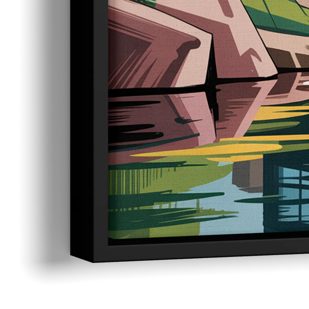 Habitat 67 Architecture - Close-Up Black Frame Canvas