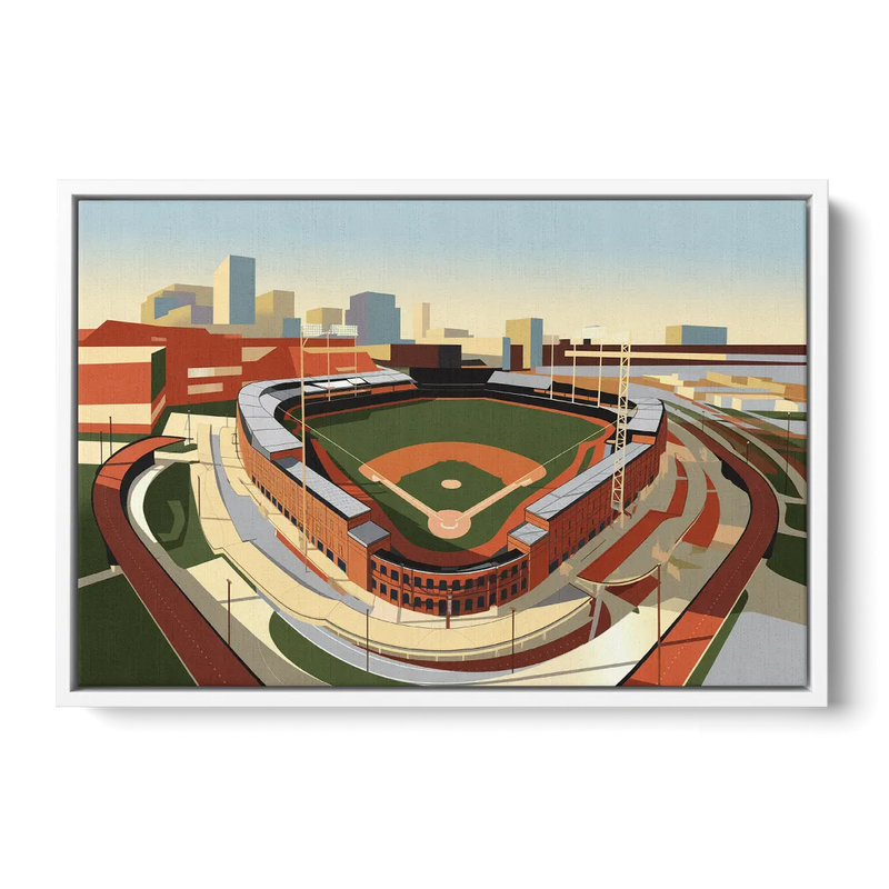 Camden Yards Baseball Stadium - White Frame Canvas