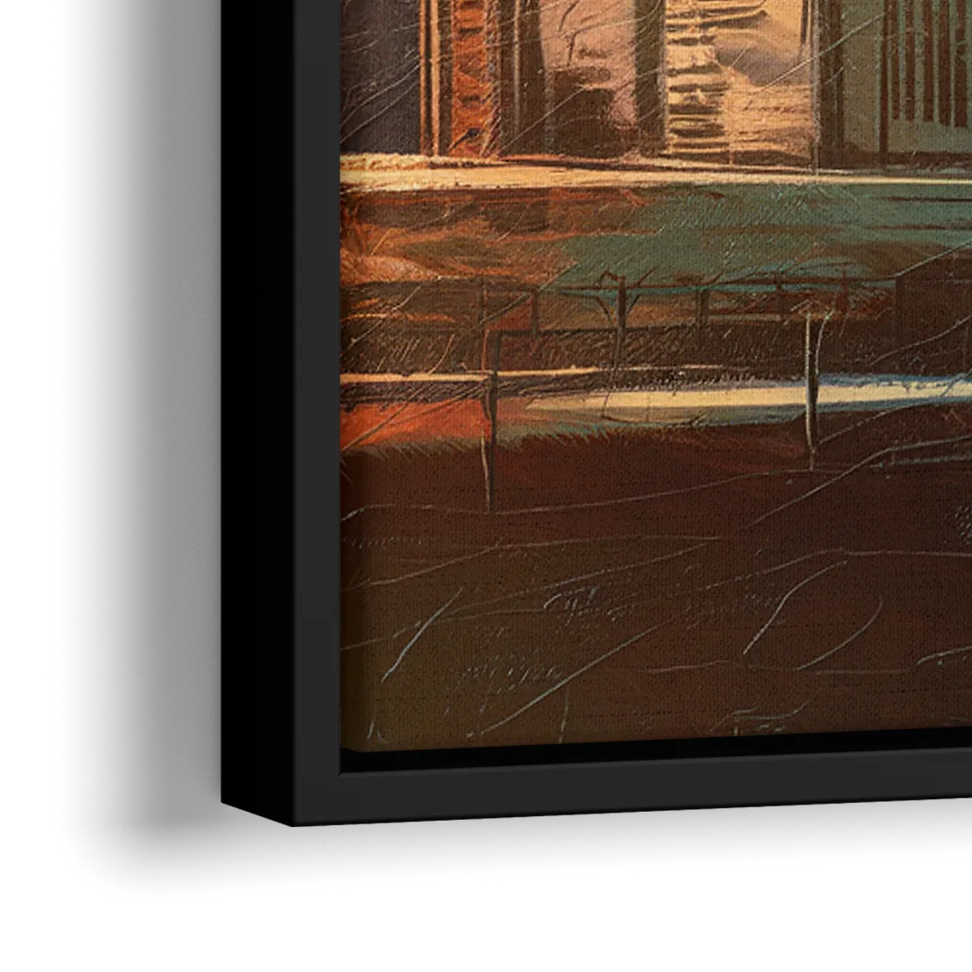 Detroit Urban Skyline - Close-Up Black Frame Canvas