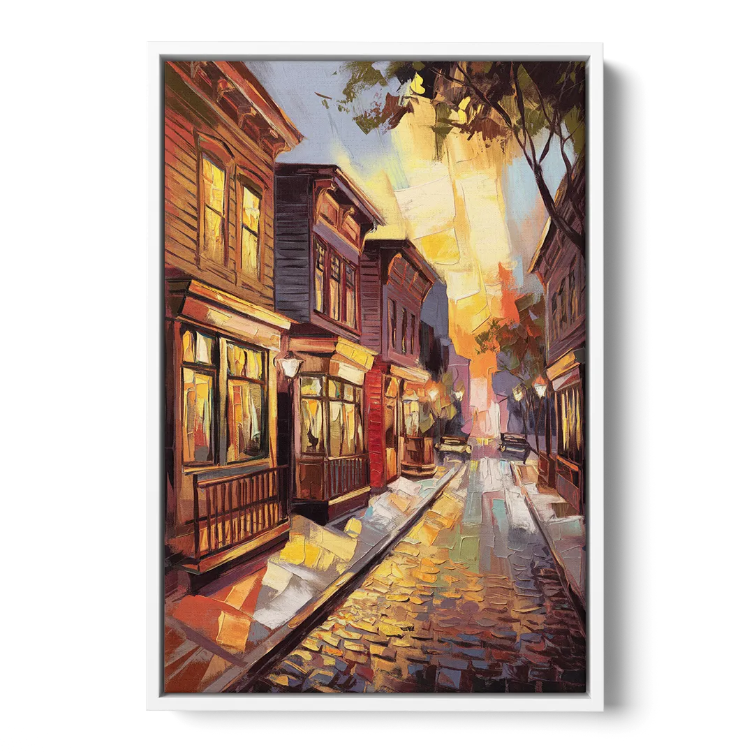 Sacramento Historic Old Town - White Frame Canvas