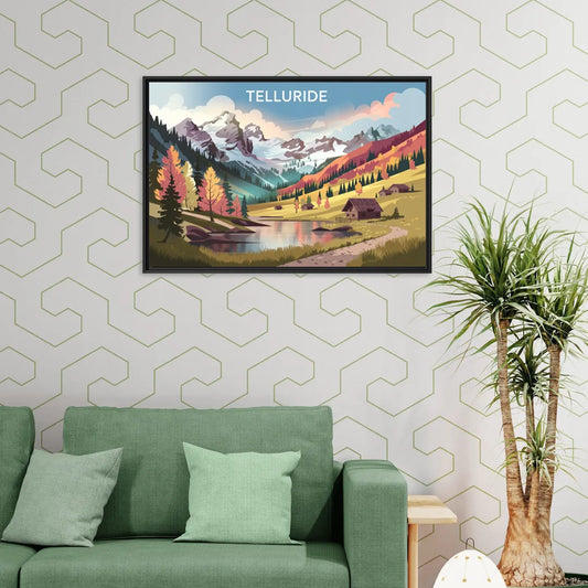 Telluride Alpine Landscape - Living Room Black Frame Canvas