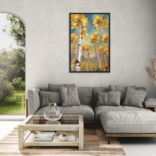 Aspen Tree Canopy - Living Room Black Frame Canvas