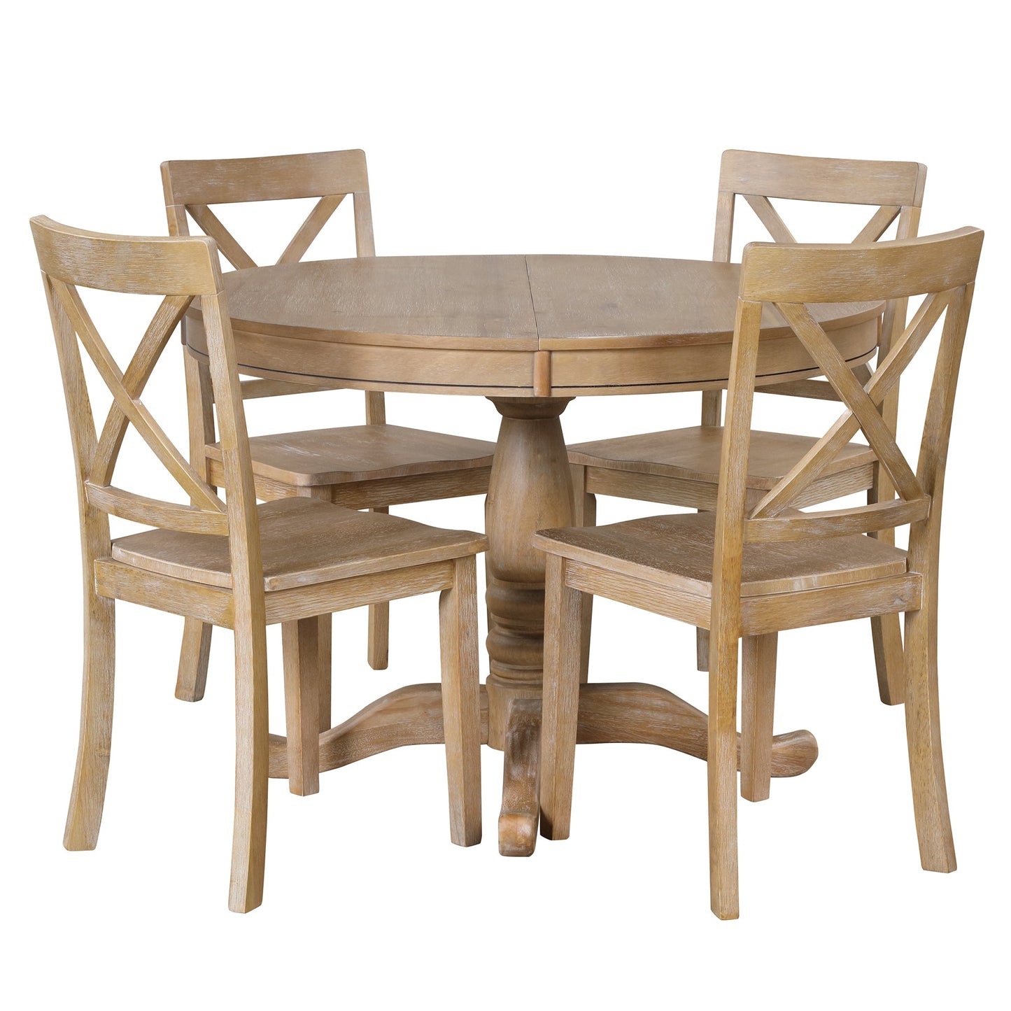 Elegant 4-Person Round Dining Table Set with Matching Chairs