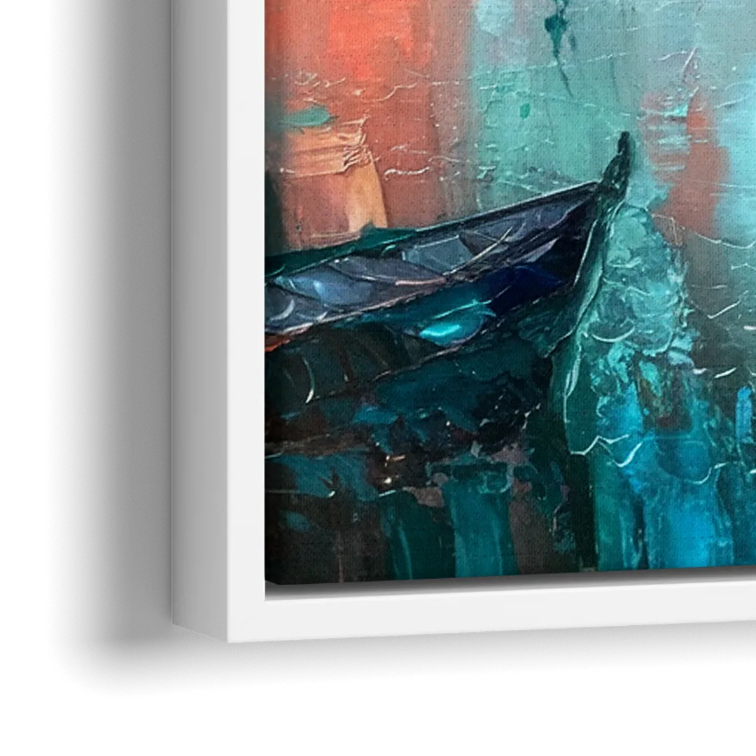 Norfolk Harbor Reflections - Close-Up White Frame Canvas