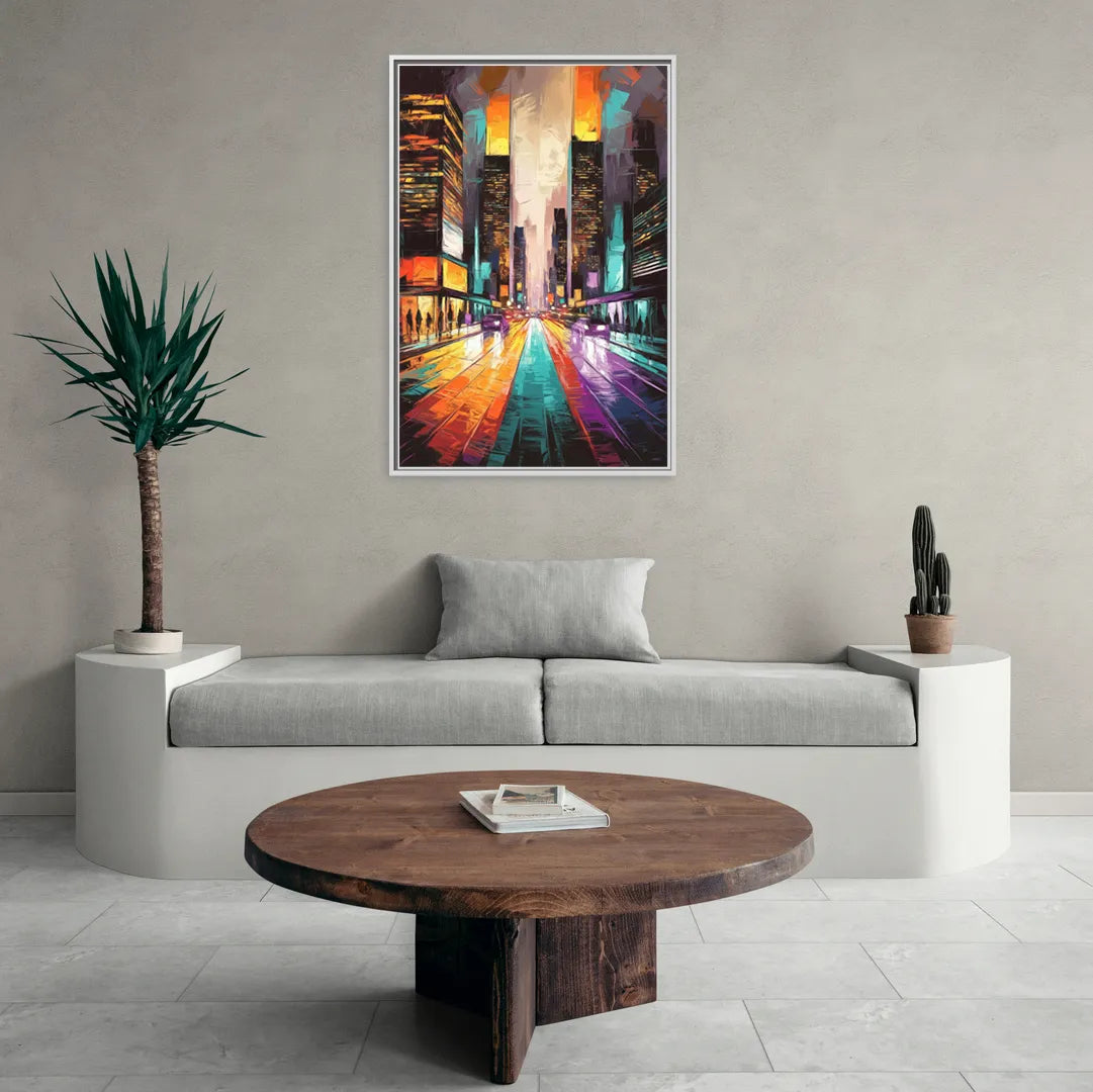 Joseph City Lights - Living Room White Frame Canvas