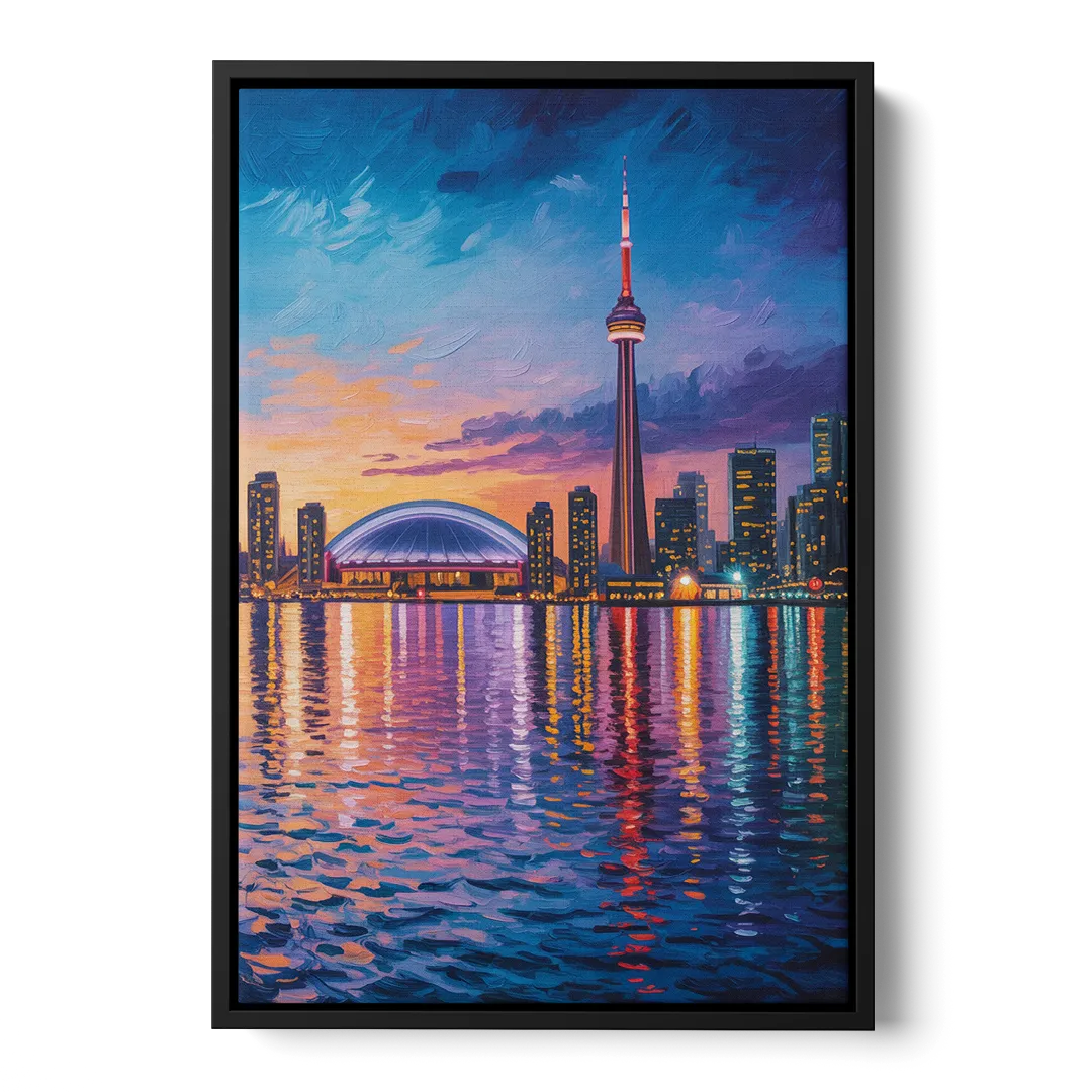 Polson Pier Toronto View - Black Frame Canvas