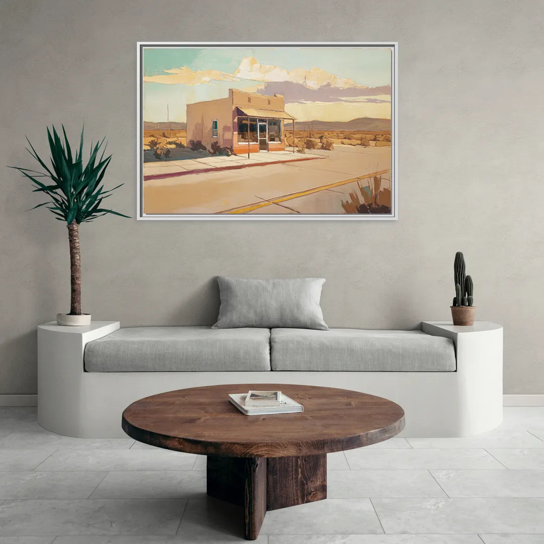 Marfa Roadside Charm - Living Room White Frame Canvas