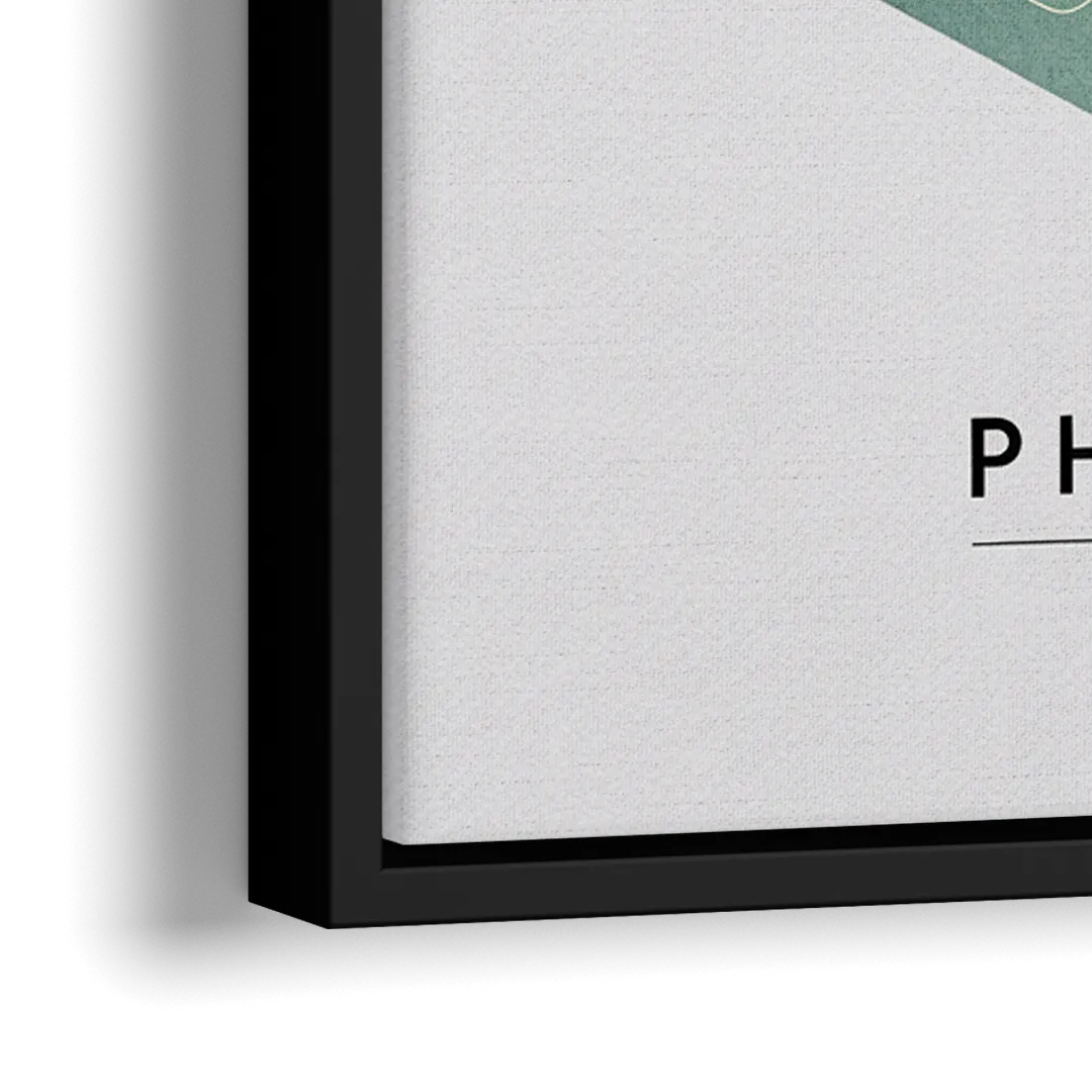 Phoenix Arizona Map Design - Close-Up Black Frame Canvas