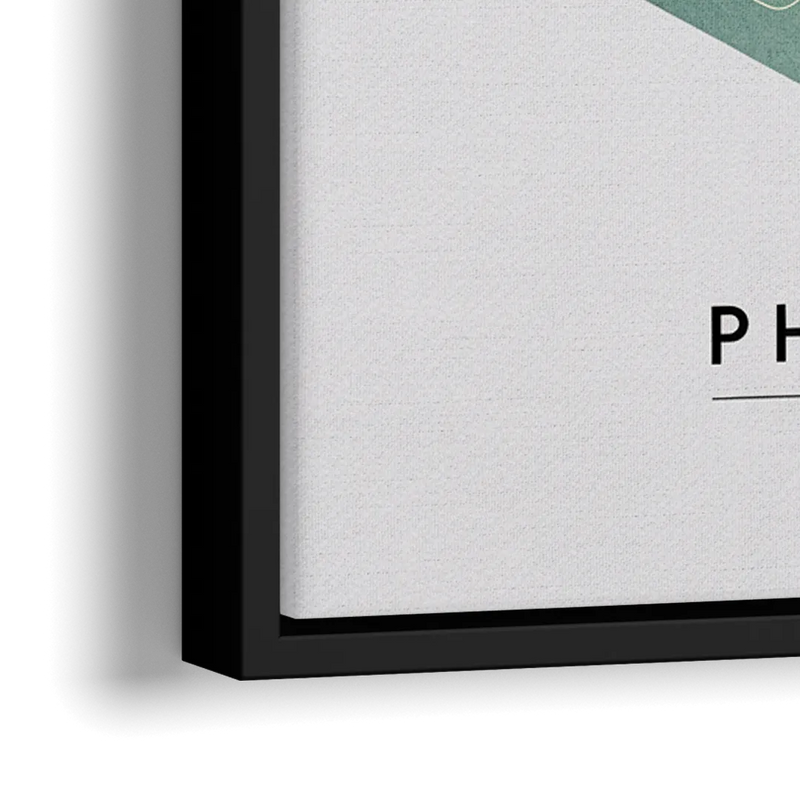 Phoenix Arizona Map Design - Close-Up Black Frame Canvas