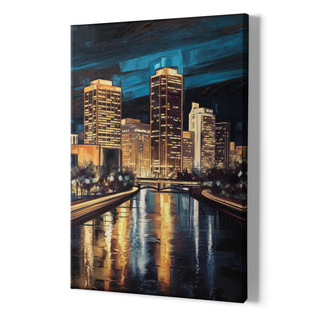 Oklahoma City Night Lights - Canvas Print Art Sides