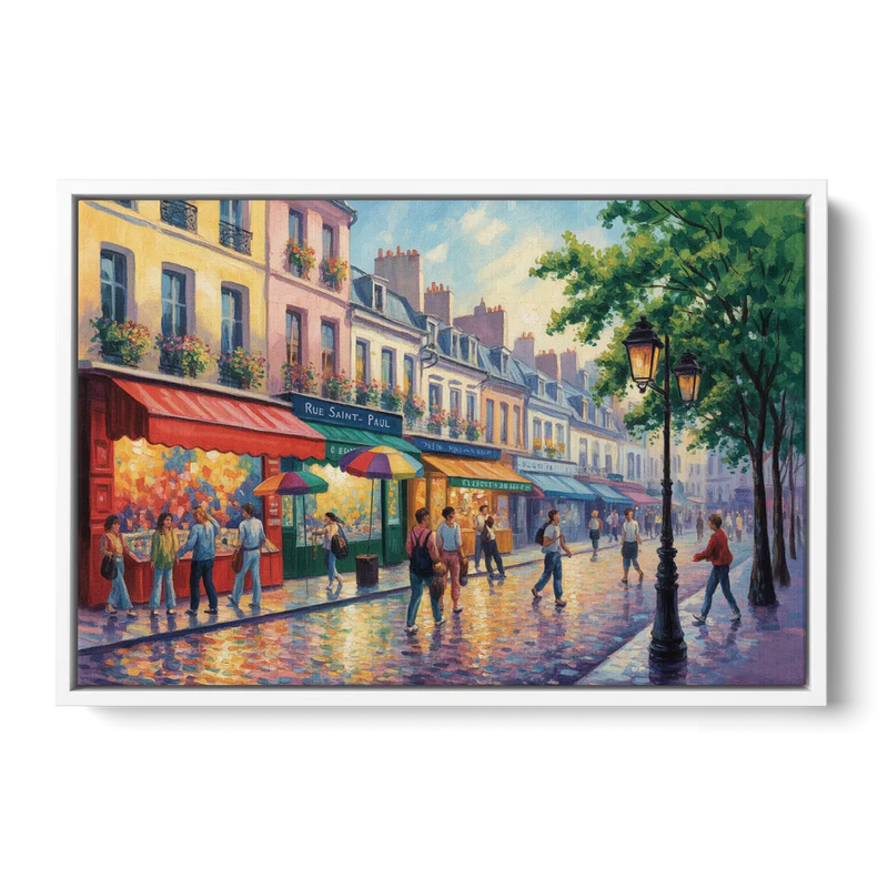 Rue Saint Paul Vibes - White Frame Canvas