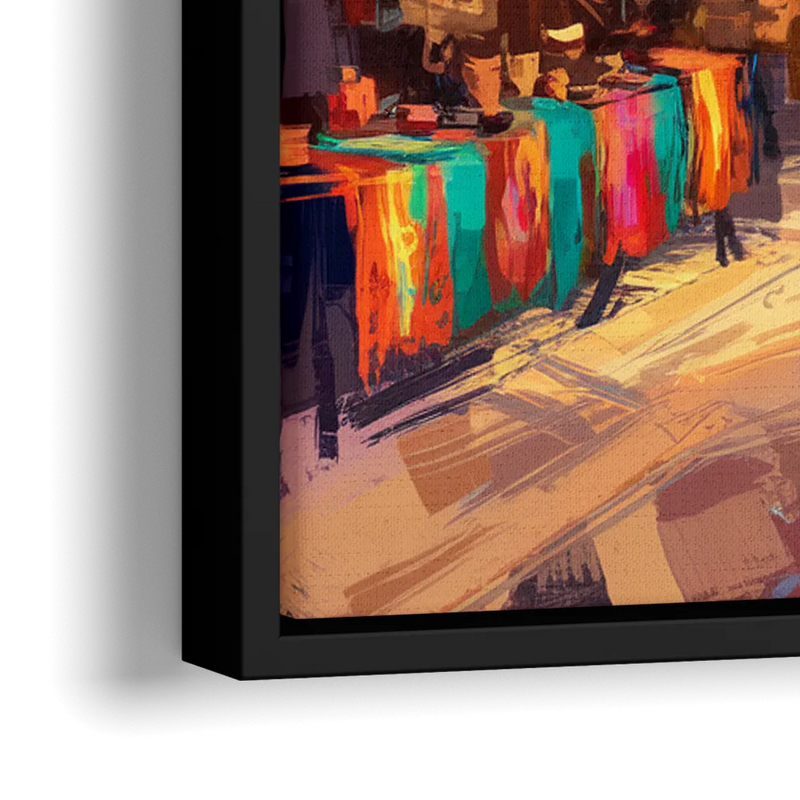 Santa Fe Historic Plaza - Close-Up Black Frame Canvas