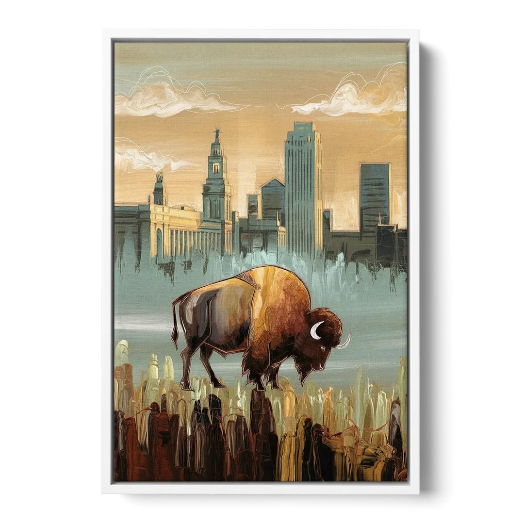 Buffalo All America City - White Frame Canvas