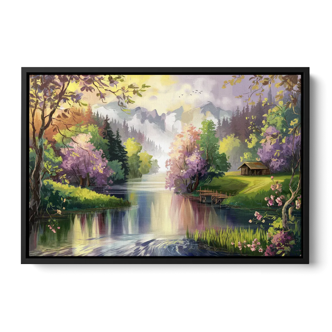 New Hope Scenic River Views - Black Frame Canvas