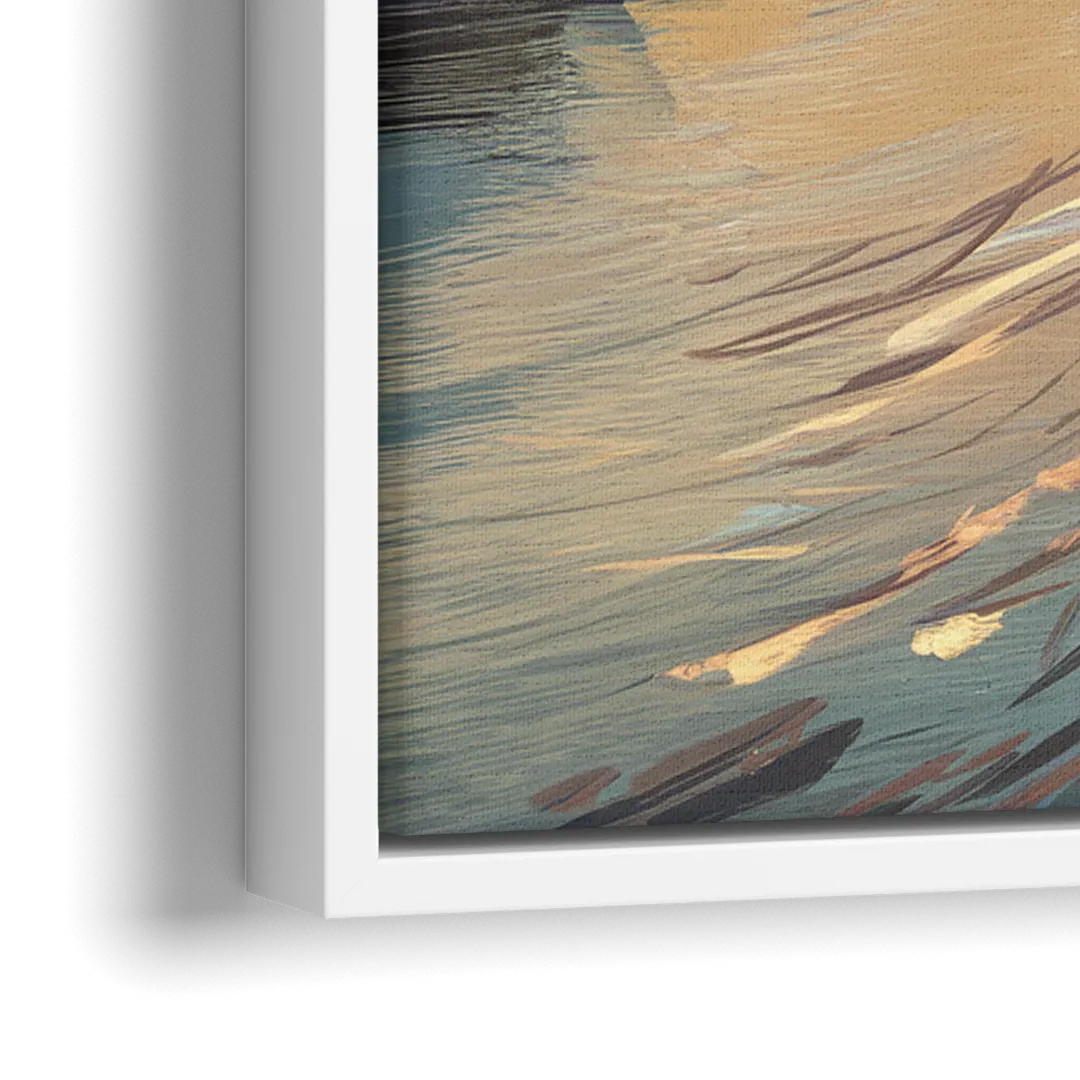 Little Rock Downtown Panorama - Close-Up White Frame Canvas