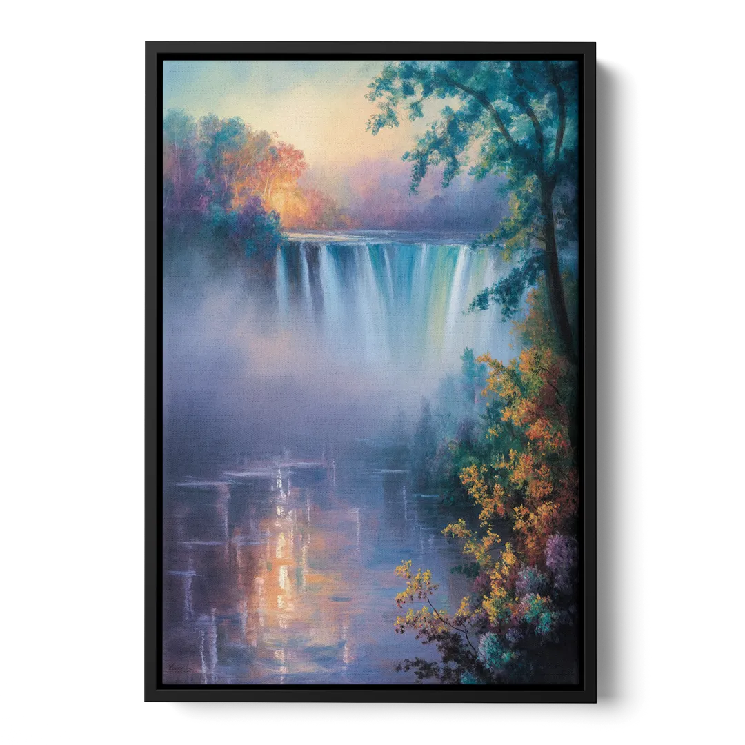 Horseshoe Falls Fog - Black Frame Canvas