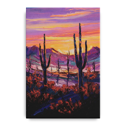 Tucson Saguaro Silhouettes - Canvas Wall Art