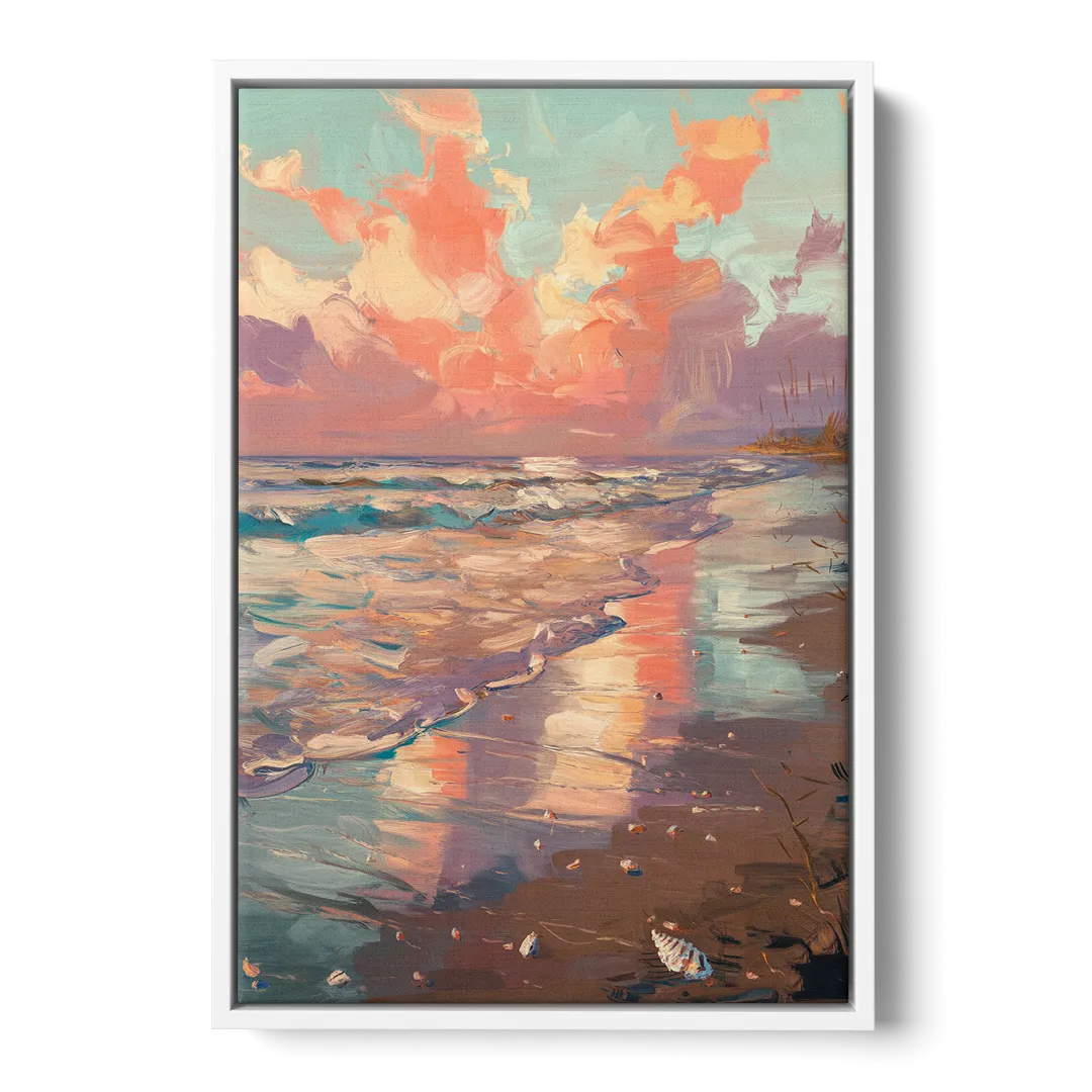 Corpus Christi Coastal Sunrise - White Frame Canvas