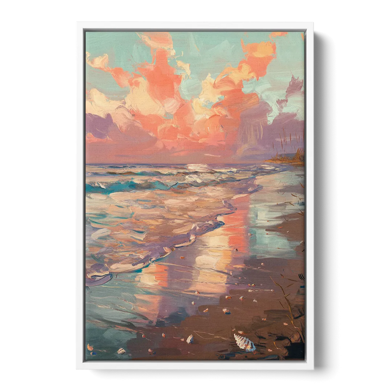 Corpus Christi Coastal Sunrise - White Frame Canvas