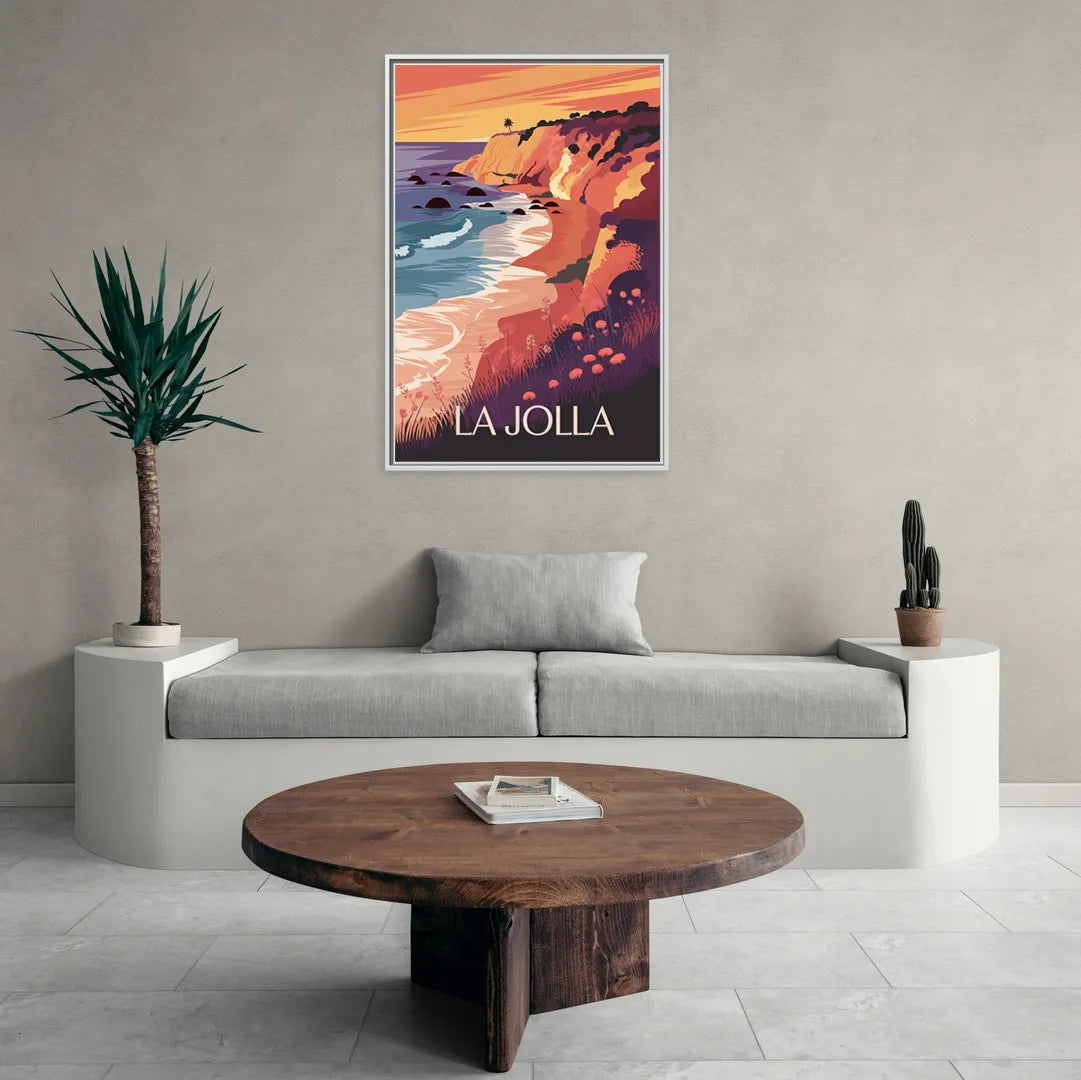 La Jolla Sunset Views - Living Room White Frame Canvas