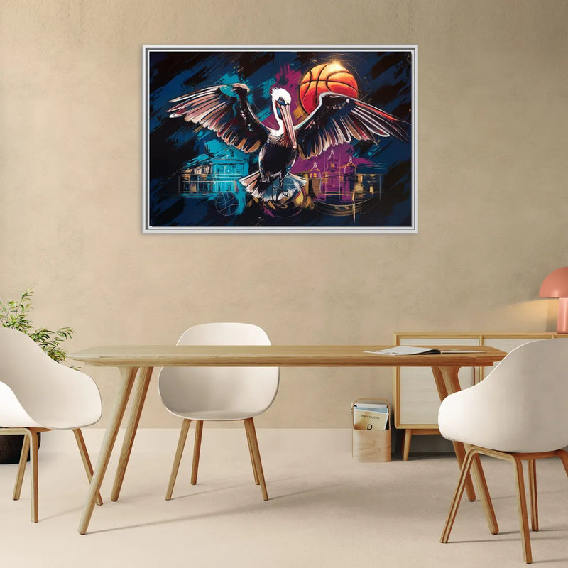 New Orleans Pelicans Basketball Spirit - Living Room White Frame Canvas