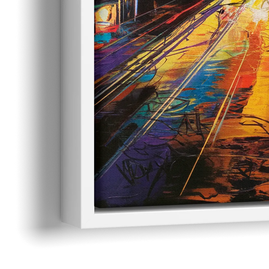Los Angeles Vibrant Street Art - Close-Up White Frame Canvas