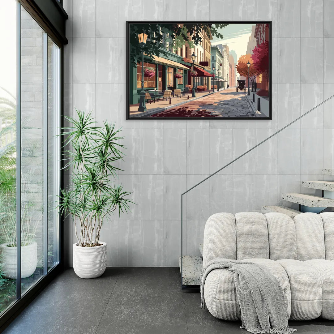 Franklin Vintage Streets - Living Room Black Frame Canvas