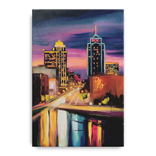 Tulsa Cityscape Glow - Canvas Wall Art