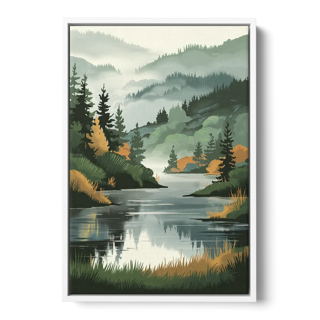 Ontario Lake Reflections - White Frame Canvas