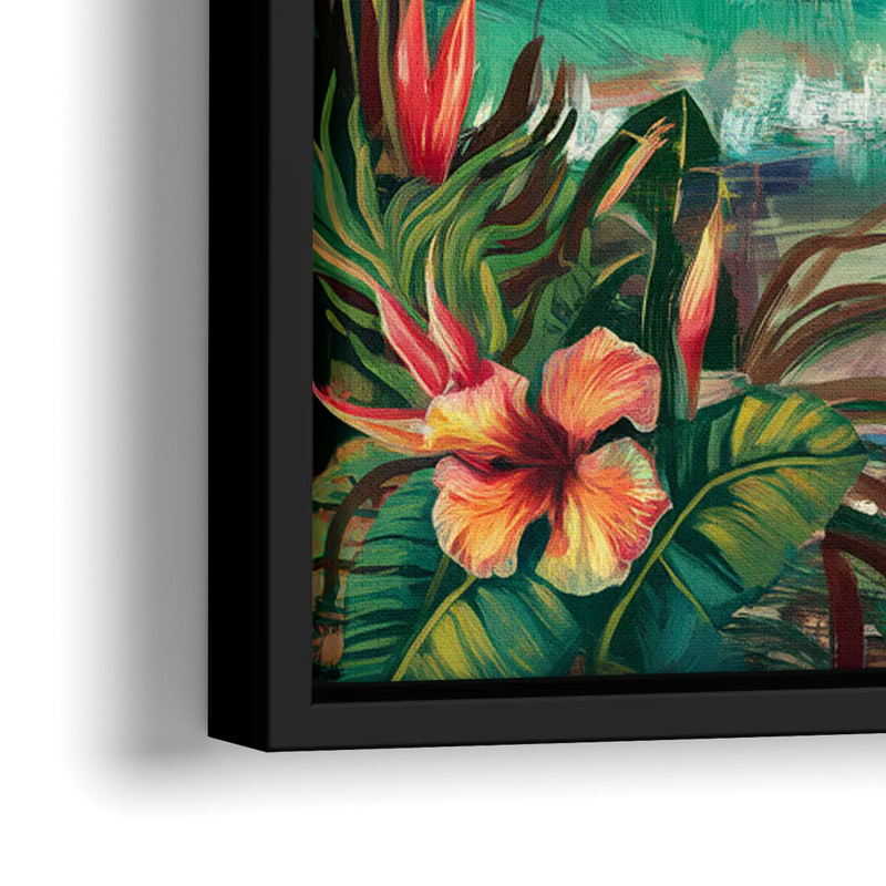 Galveston Tropical Paradise - Close-Up Black Frame Canvas