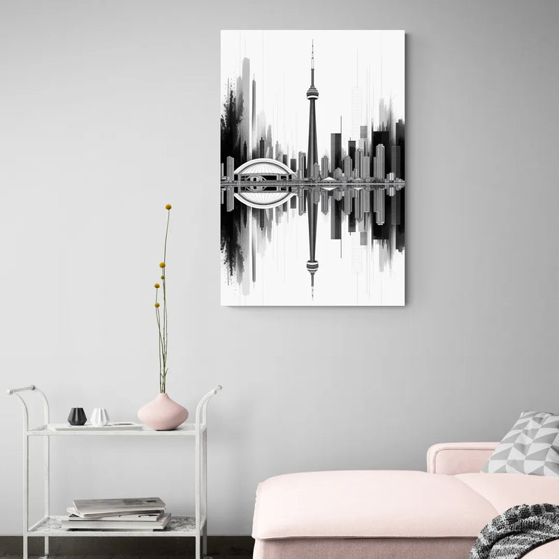 Toronto Skyline Black and White - Canvas Wall Art Living Room
