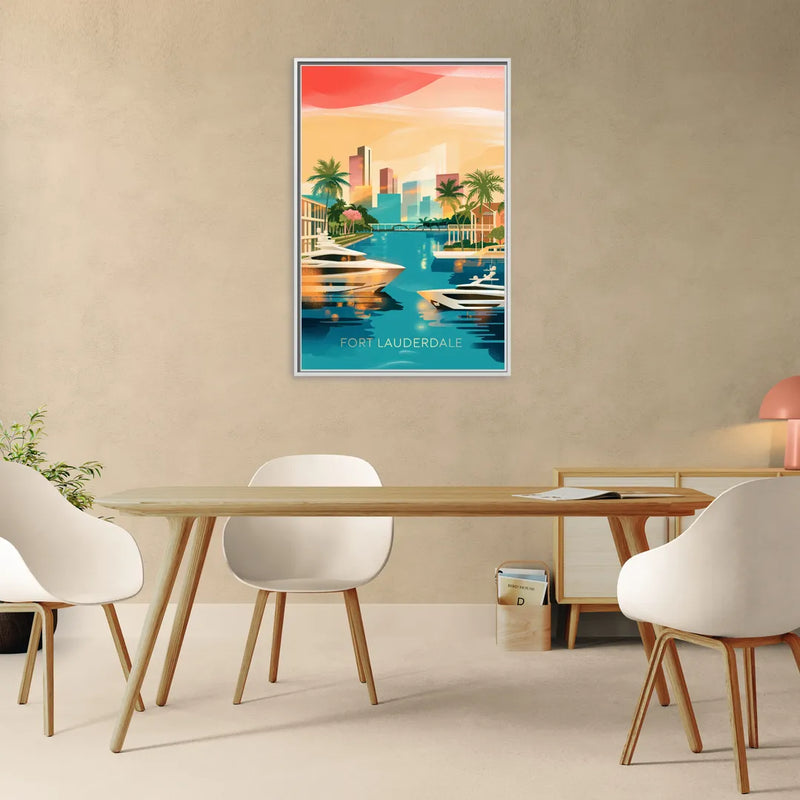 Fort Lauderdale Intracoastal Waterway - Living Room White Frame Canvas