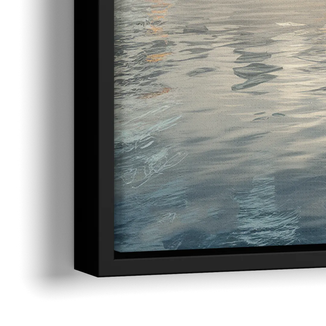 Chicago Skyline in Fog - Close-Up Black Frame Canvas