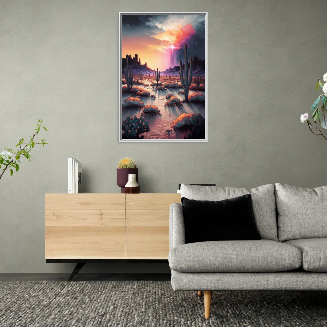 Phoenix Desert Twilight Glow - Living Room White Frame Canvas