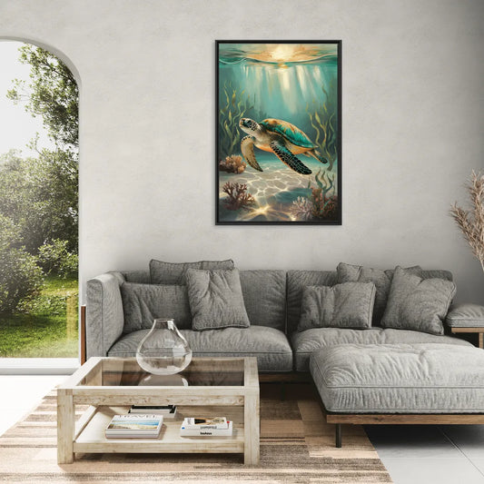Hilton Head Island Sea Turtle Journey - Living Room Black Frame Canvas