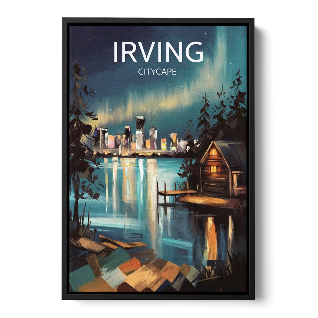 Irving Night Lights - Black Frame Canvas