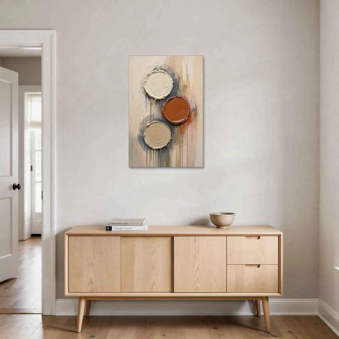 3D Textured Terracotta Disc Trio - Canvas Wall Art - Coffee Table - 24x36